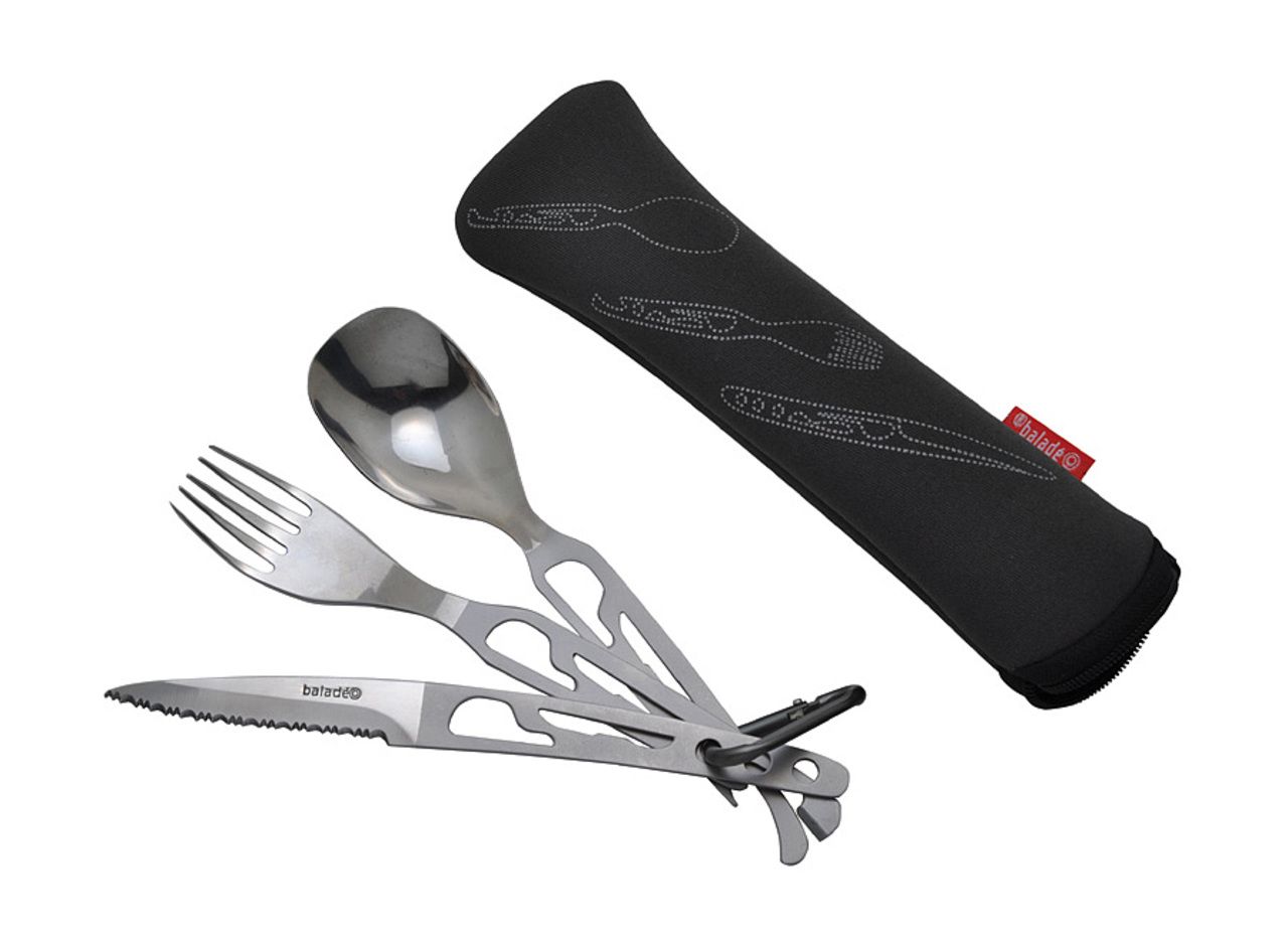 5 functions cutlery set 'Basecamp', grey Cutlery sets Outside meals